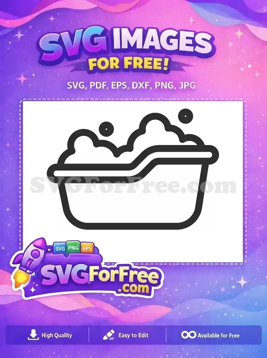 A clean, free design of a baby bathtub filled with sudsy bubbles, ideal for hygiene and care-related free graphics.