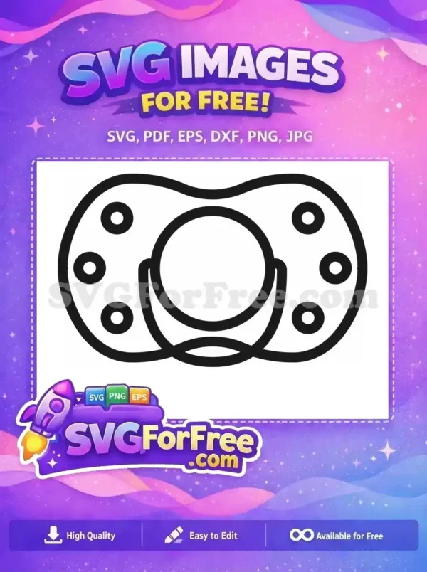 A minimalist free baby pacifier outline SVG design, ideal for nursery decor or crafting projects. Get this free vector now!