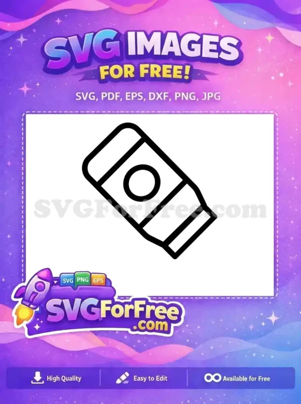 A free bold outline icon featuring a rectangular eraser with a central circular detail, ideal for various free digital designs.