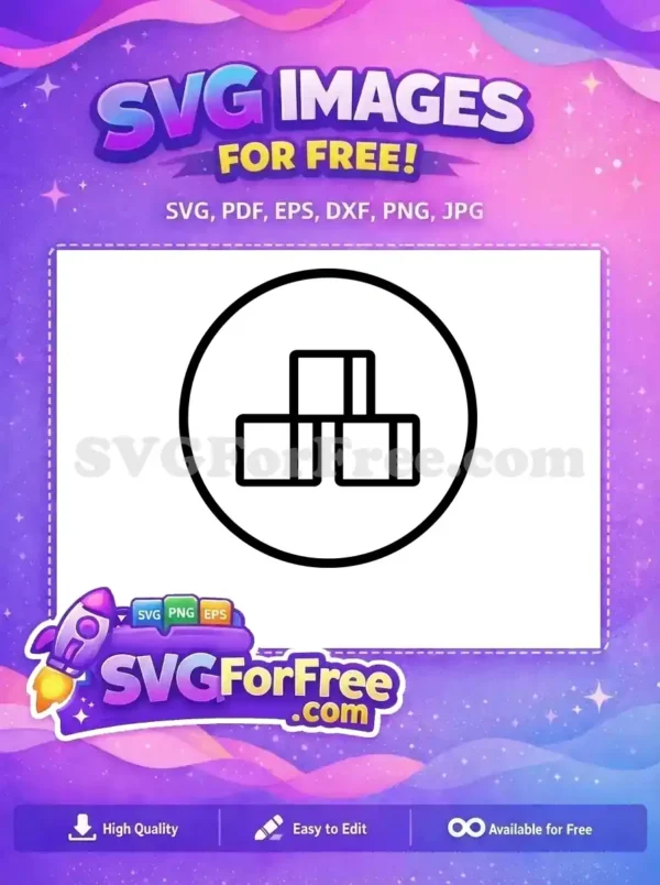 Free Stacked Cubes Icon: Modern Storage & Product Design Free stacked cubes icon within a circle, representing storage or products. A versatile, clean, and free SVG design for your projects.