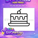 Free Outline Cake Free Wavy Frosting Cherry Topping Baby Shower Free SVG - Instant Download