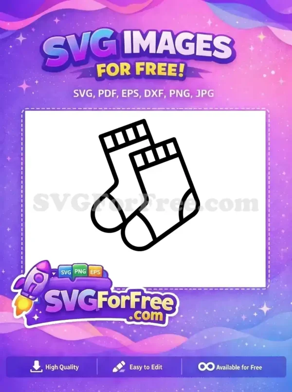 Free cozy socks icon, a charming outline SVG design. Ideal for winter themes, clothing, or comfort-related projects.