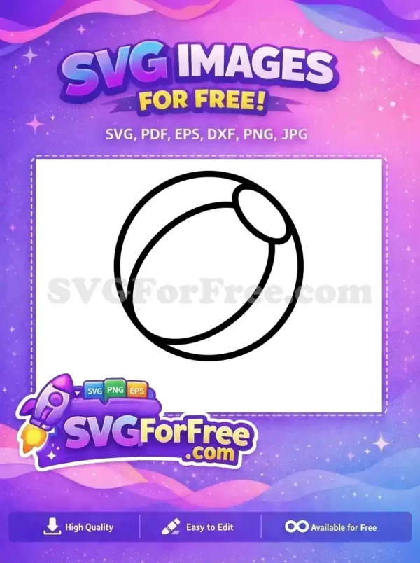 Free Beach Ball SVG Outline – Your Summer Free Design! A clean, free outline SVG of a classic beach ball, perfect for summer fun and creative free design projects.