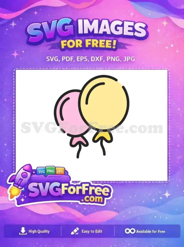 A charming free design: two pastel balloons, pink and yellow. Perfect for celebrations, parties, and crafts. Download free SVG!