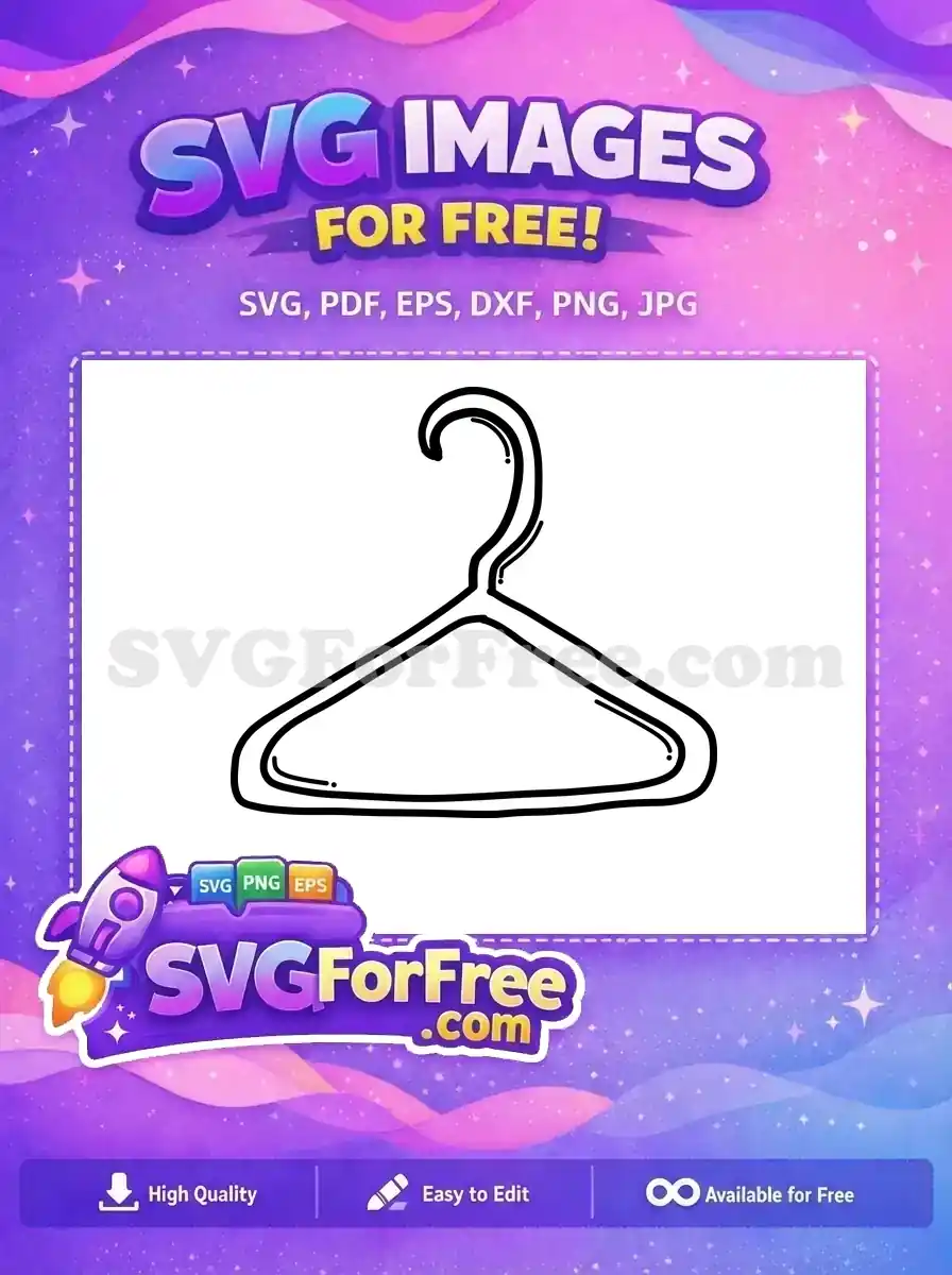 A free, minimalist line art SVG of a clothes hanger, ready for instant download. Ideal for crafting and digital design projects.