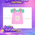 Free Pink Baby Dress Flower Free Green Straps Cute Baby Shower Free SVG - Instant Download