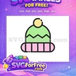 Free Green Pom-pom Hat Free Pink Striped Brim Baby Shower Free SVG - Instant Download