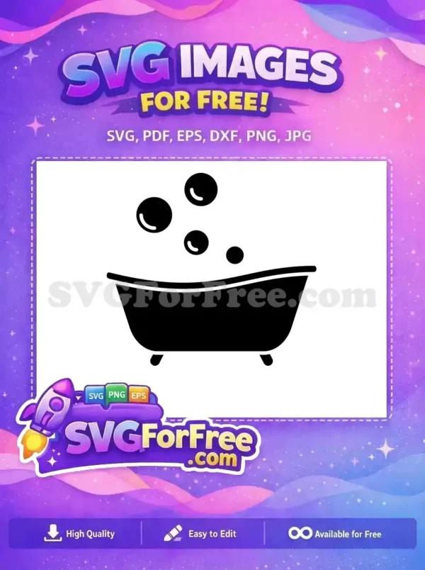 A clean, free SVG icon featuring a bathtub filling with water and delightful bubbles. Ideal for any free design project.