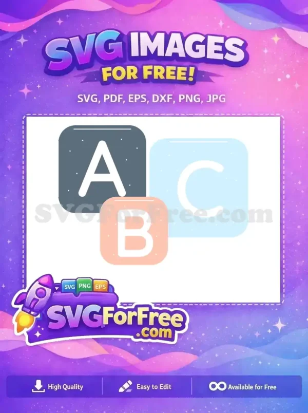 A vibrant free design showcasing pastel alphabet blocks A, B, C with playful dots. Ideal for educational free projects.