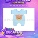 Free Brown Bear Free Blue Onesie Baby Shower Free SVG - Instant Download