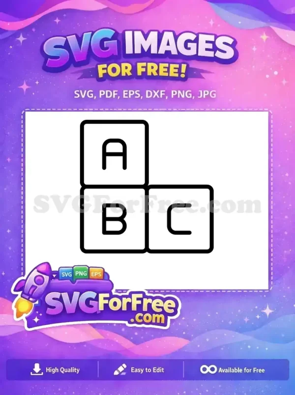 Free alphabet blocks SVG featuring letters A, B, and C, stacked for learning and playful design. Download now!