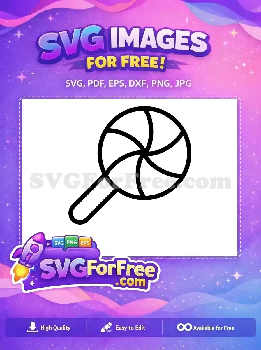 A simple, free outline SVG of a classic lollipop with a spiral swirl design, ideal for sweet-themed projects. Enjoy this free vector icon!