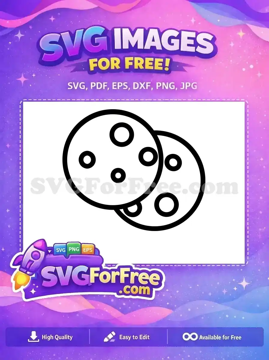 A delightful free outline SVG of two chocolate chip cookies, perfect for web, print, or craft projects. Download this sweet free design today!