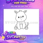 Free Cute Rhino Free Smiling Hearts Baby Shower Free SVG - Instant Download