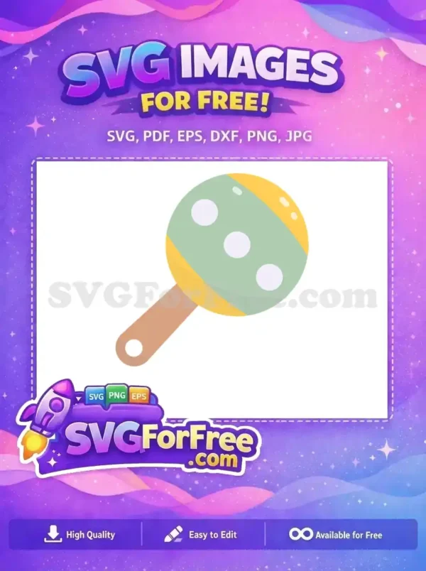 A vibrant free flat vector design of a baby rattle with a green, yellow, and brown color scheme, ready for use.