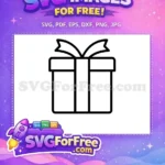 Free Outline Gift Box Free Ribbon Bow Baby Shower Free SVG - Instant Download