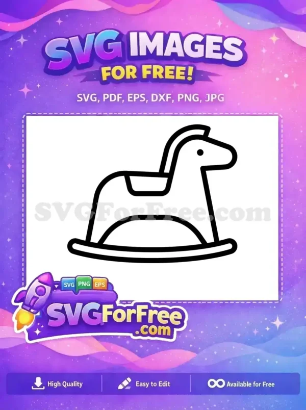 A free rocking horse outline SVG, ideal for nursery decor or kids' crafts. This free icon simplifies any design project.