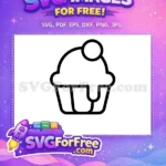 Free Outline Cupcake Free Cherry Topping Baby Shower Free SVG - Instant Download