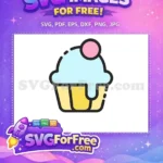 Free Yellow Cupcake Free Blue Frosting Pink Cherry Baby Shower Free SVG - Instant Download
