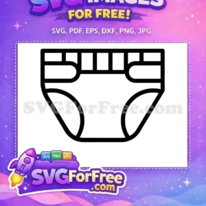 A minimalist black outline free SVG icon of a baby diaper, ideal for various design applications. Download this free vector graphic for your projects today!