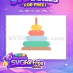 Free Pastel Stacker Rings Free Yellow Red Blue Green Baby Shower Free SVG - Instant Download