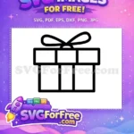 Free Outline Giftbox Free Ribbon Present Baby Shower Free SVG - Instant Download