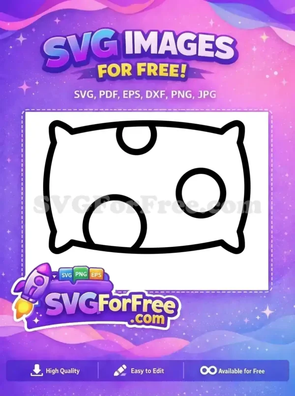 A charming, free outline SVG of a pillow with three circular patterns, ideal for cozy craft projects and free digital art.