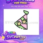 Free Festive Party Cone Free Pink Green Stars Baby Shower Free SVG - Instant Download