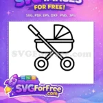 Free Baby Stroller Outline Free Newborn Pram Baby Shower Free SVG 1 - Instant Download
