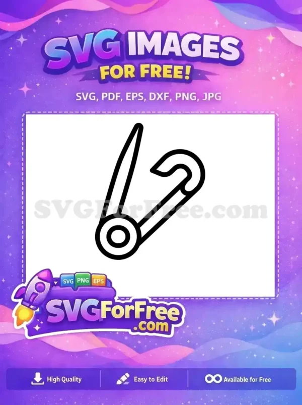 Free Safety Pin Icon: Essential & Versatile Design A minimalist, open black outline safety pin. This free design is perfect for various digital and print applications.