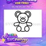 Free Cute Black Outline Free Pacifier Baby Bear Baby Shower Free SVG - Instant Download