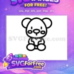 Free Adorable Baby Bear Free Heart Outline Baby Shower Free SVG - Instant Download