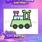 Free Green Pink Train Free Cute Engine Baby Shower Free SVG - Instant Download