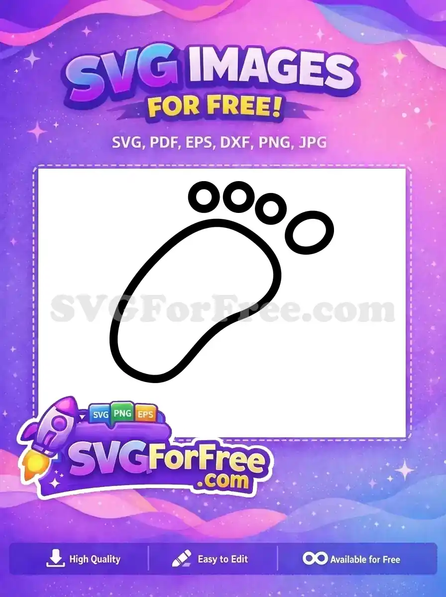 A clear, free outline of a human footprint, ideal for craft projects and educational materials. Download this free design today!