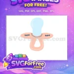 Free Light Blue Pacifier Free Peach Scalloped Base Baby Shower Free SVG - Instant Download