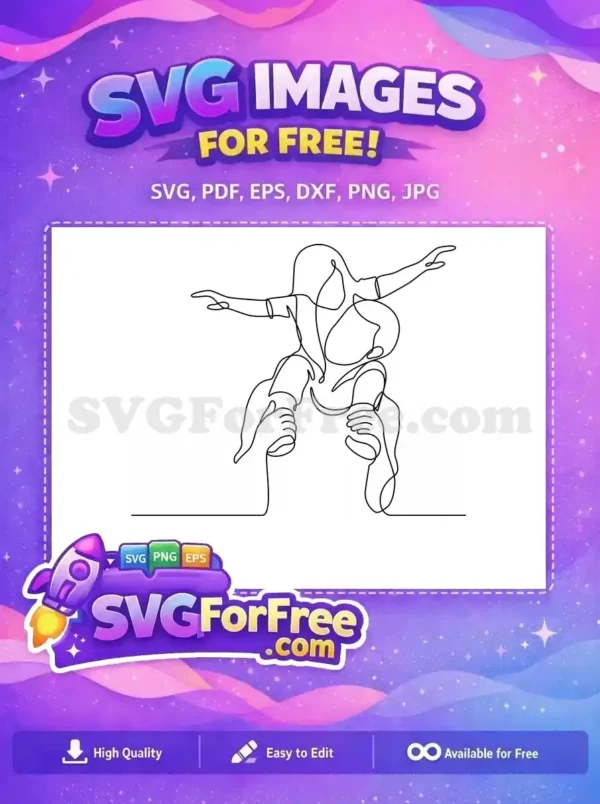 Free Dynamic Duo Line Art – Modern Abstract Free Design Striking free continuous line art depicting two figures in an active pose, ideal for free creative projects. A dynamic free vector.