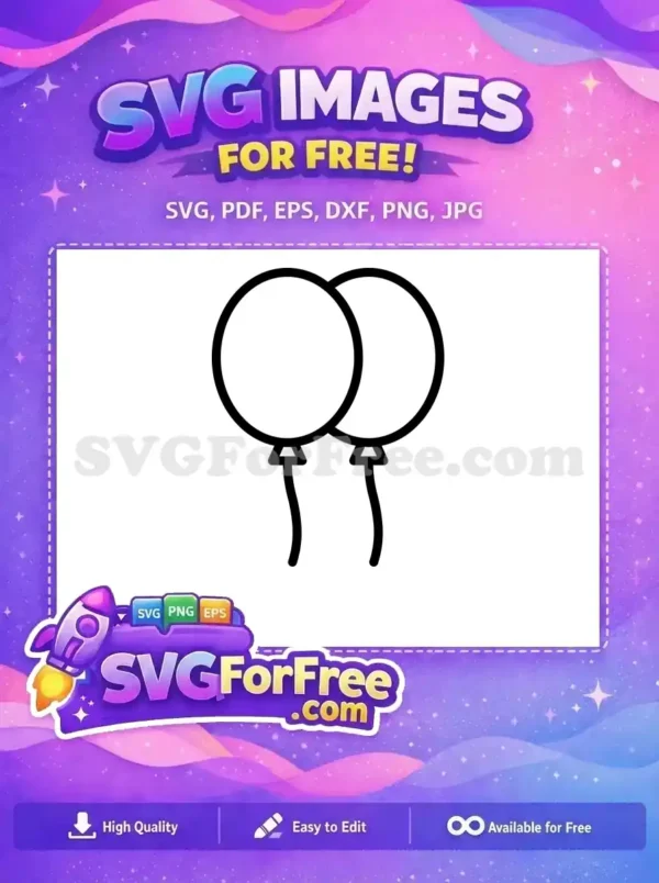 A delightful free SVG icon featuring two simple outline balloons, ideal for parties and celebrations. Download this free graphic.