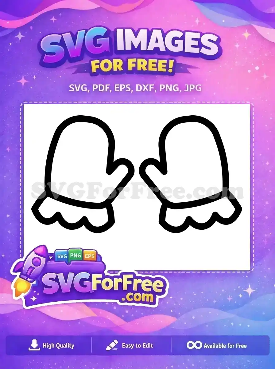 A delightful free SVG outline of two cozy mittens, ideal for winter-themed crafting and digital projects. Get this free design now!