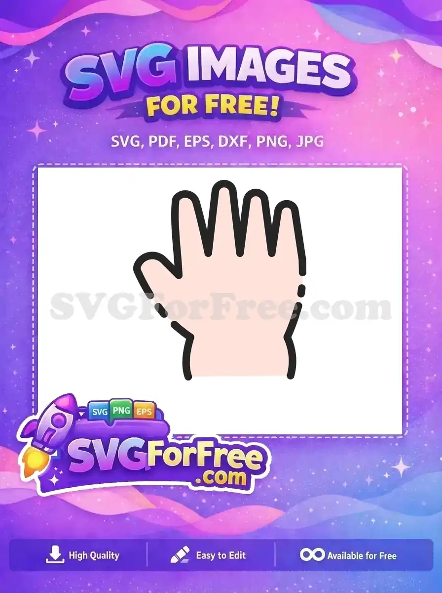 A concise free hand gesture SVG design, featuring a light pink palm and fingers with a thick, dark outline. This free design is playful and clear.