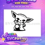 Free Adorable Baby Yoda Big Eyes Free Cute Robe Mandalorian Free SVG - Instant Download