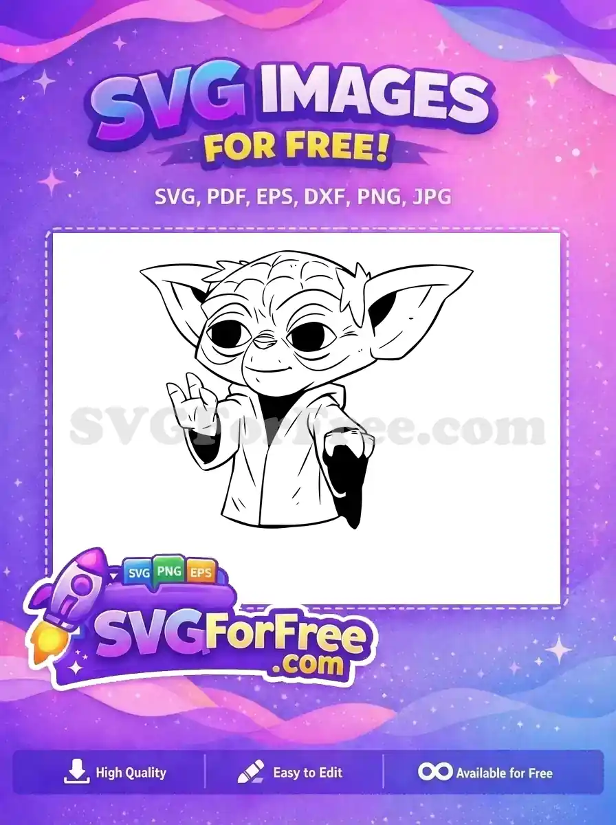 A delightful free design featuring a popular alien character, with big ears and expressive eyes. Ideal free SVG for fans.