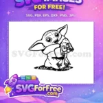 Free Happy Grogu Free Frog Snack Time Mandalorian Free SVG 2 - Instant Download