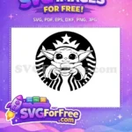 Free Cute Baby Yoda Holding Cup Free Starbucks Logo Mandalorian Free SVG - Instant Download