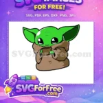 Free Cute Green Free Robe Cup Baby Yoda Free SVG - Instant Download
