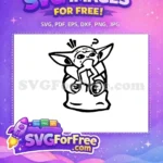 Free Confused Baby Yoda Free Cute Outline Design Star Wars Free SVG - Instant Download
