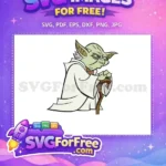 Free Wise Green Yoda Free White Robe Cane Star Wars Free SVG - Instant Download