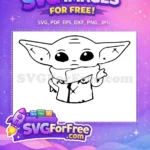 Free Cute Sad Expression Free Robe Outline Mandalorian Free SVG - Instant Download