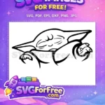 Free Sleeping Baby Yoda Free Cozy Pose Mandalorian Free SVG - Instant Download