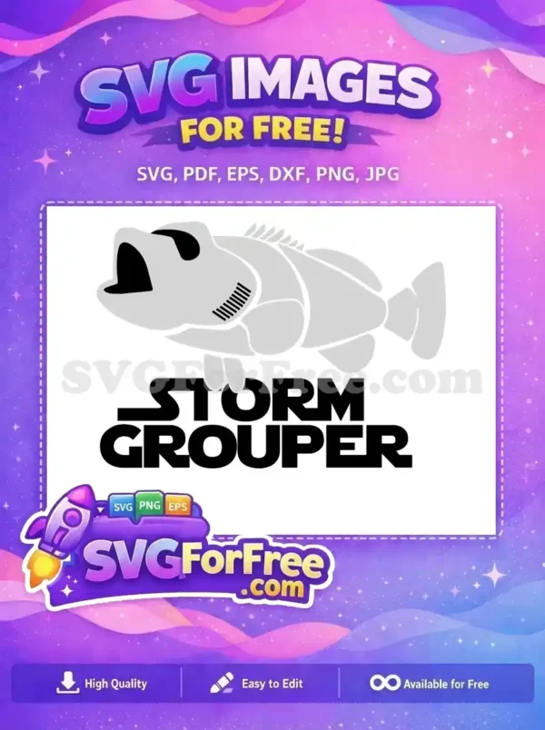A striking free design of a "Storm Grouper" logo, blending a fish with iconic sci-fi stormtrooper helmet features.