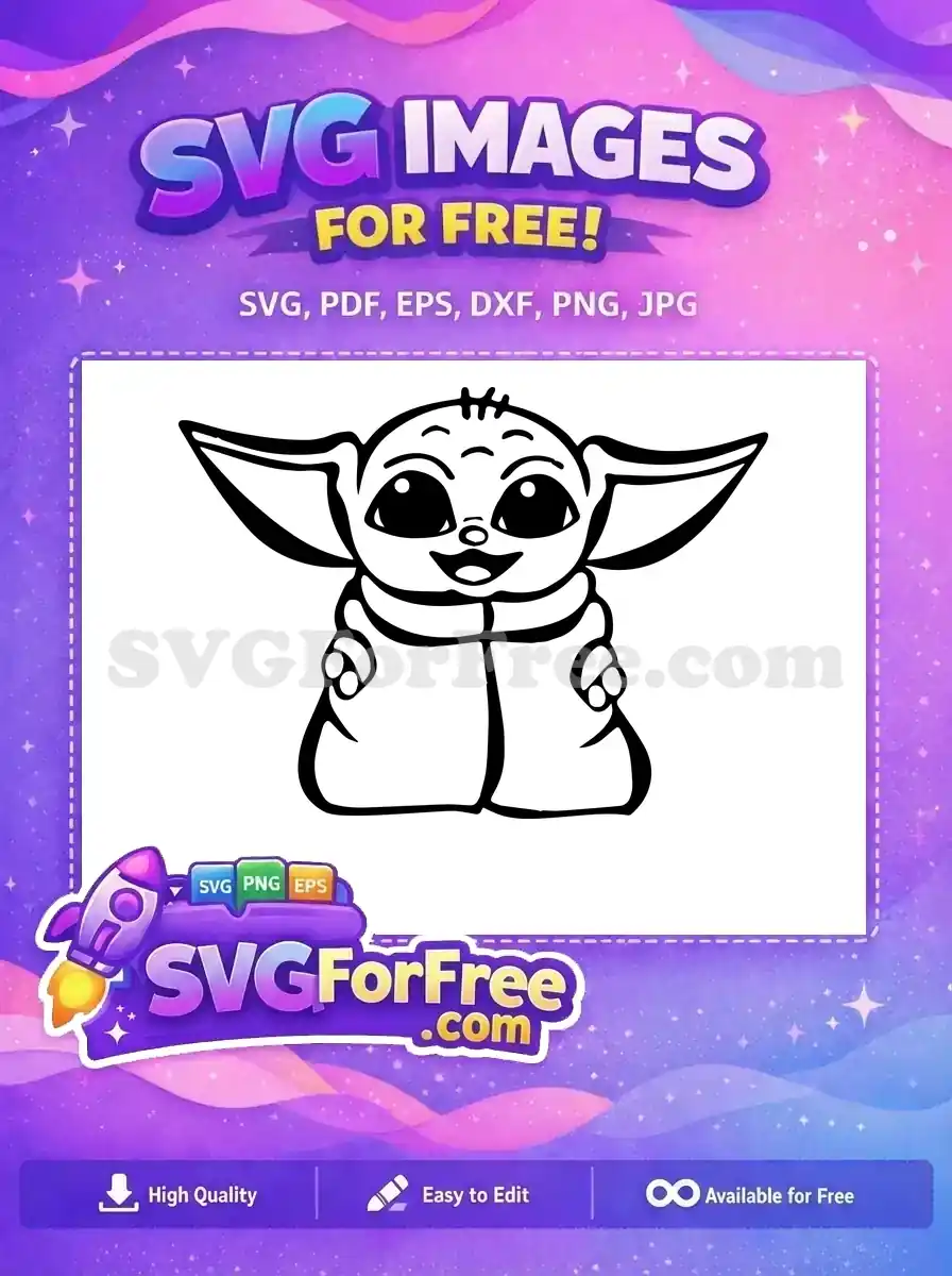 A delightful free vector outline of a popular, big-eared alien creature, perfect for all your creative free projects.